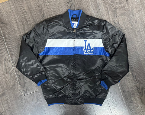 Los Angeles Dodgers Mens Ambassador Satin Varsity Jacket BLACK