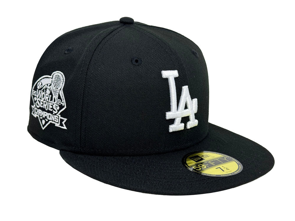 Los Angeles Dodgers Fitted New Era 59Fifty World Series Champions 2024 Embroidered Black Cap Hat Grey UV - THE 4TH QUARTER