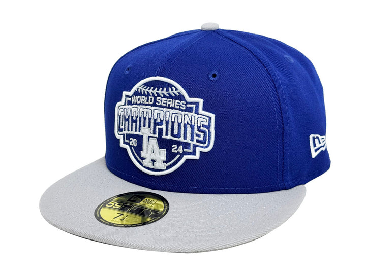 Los Angeles Dodgers Fitted New Era 59Fifty World Series 2024 2Tone Blue Grey Cap Hat - THE 4TH QUARTER