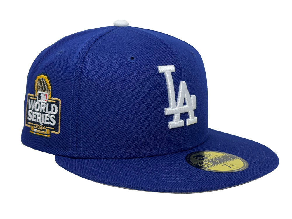 Los Angeles Dodgers Fitted New Era 59Fifty World Series 2024 Blue Embroidered Cap Hat Grey UV - THE 4TH QUARTER