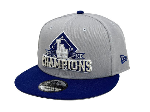 Los Angeles Dodgers Snapback 9Fifty New Era 2024 World Series Champions Grey Blue Hat Cap