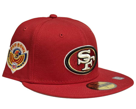 San Francisco 49ers Fitted New Era 59Fifty Pro Bowl 1996 Red Cap Hat Grey UV