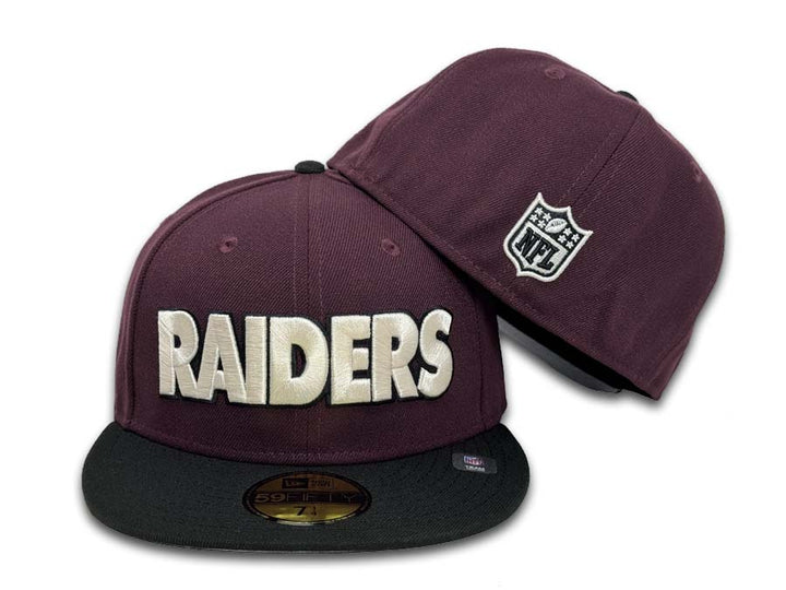 Raiders Fitted New Era 59Fifty Ivory Block Maroon Black Cap Hat Grey UV - THE 4TH QUARTER