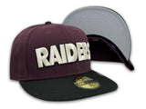 Raiders Fitted New Era 59Fifty Ivory Block Maroon Black Cap Hat Grey UV
