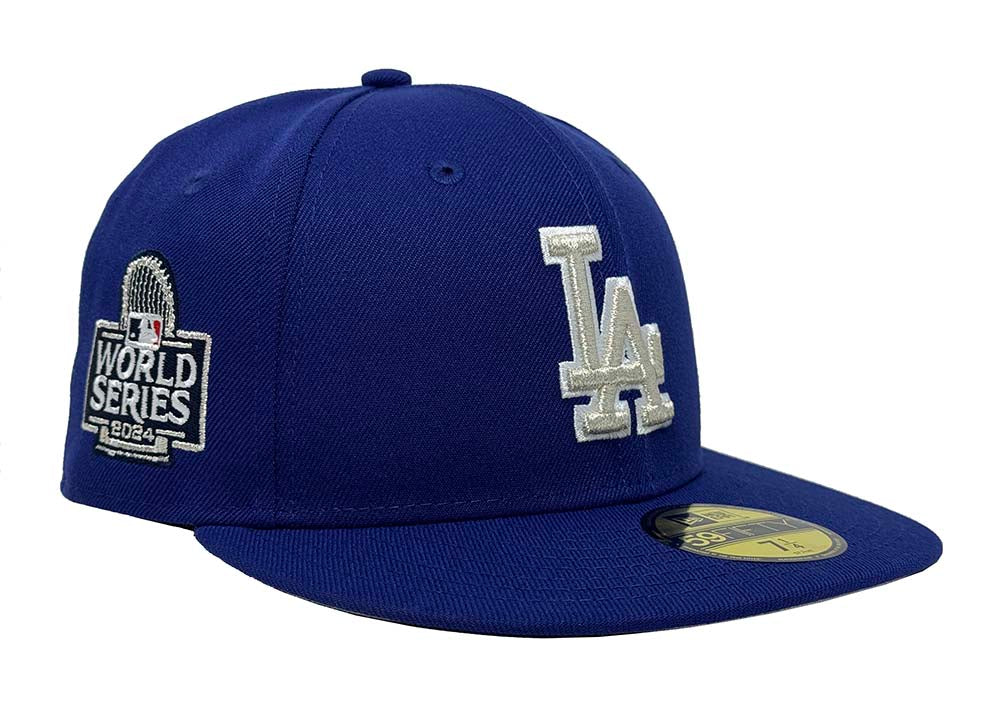 Los Angeles Dodgers Fitted New Era 59Fifty 2024 Metallic Silver WS Blue Cap Hat Grey UV - THE 4TH QUARTER