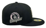 Los Angeles Dodgers Fitted New Era 59Fifty Ivory 2024 WSC Circle Black Cap Hat Pink UV