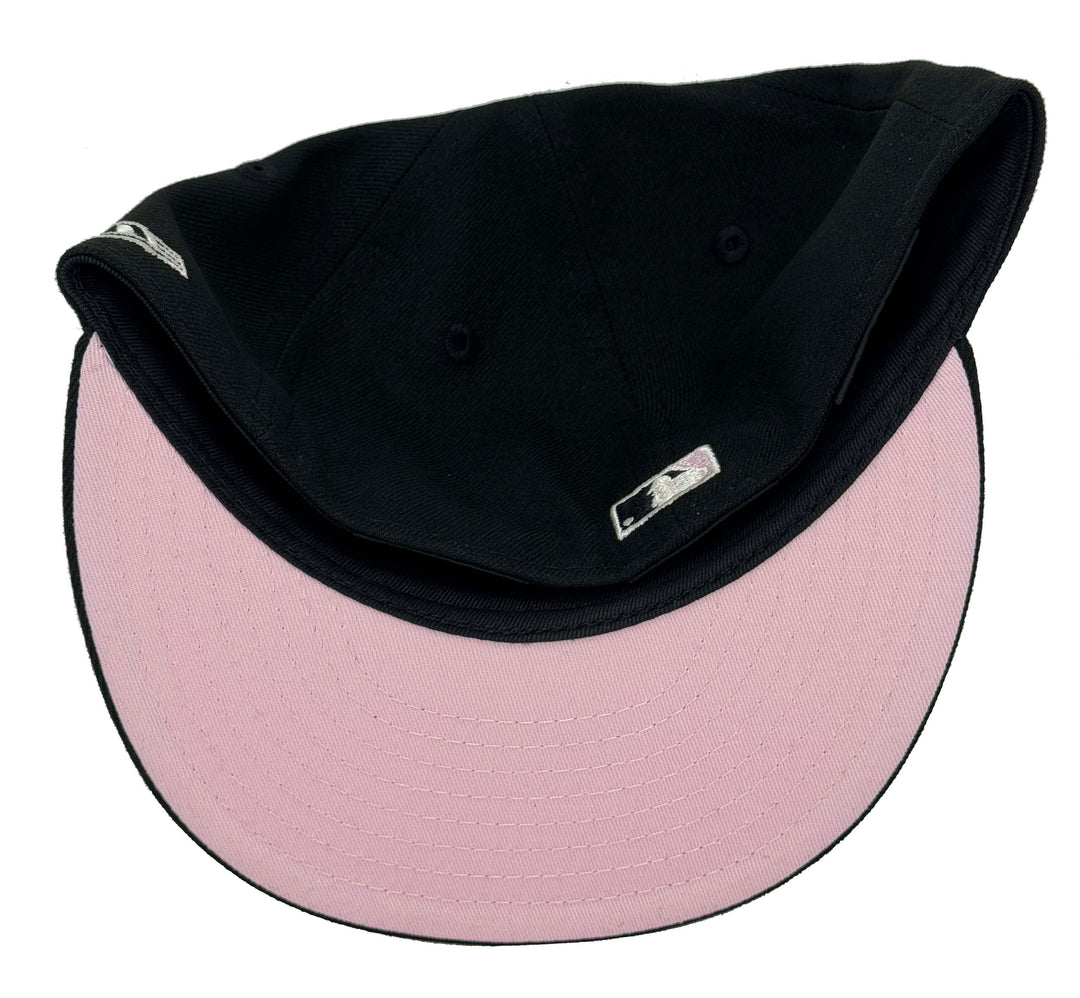 Los Angeles Dodgers Fitted New Era 59Fifty Ivory 2024 WSC Circle Black Cap Hat Pink UV - THE 4TH QUARTER