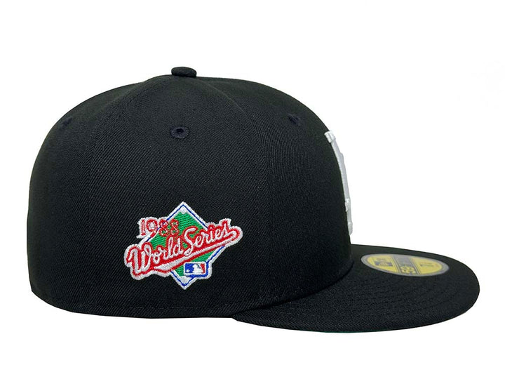 Los Angeles Dodgers Fitted New Era 59Fifty Large Logo 1988 WS Black Cap Hat Green UV - THE 4TH QUARTER