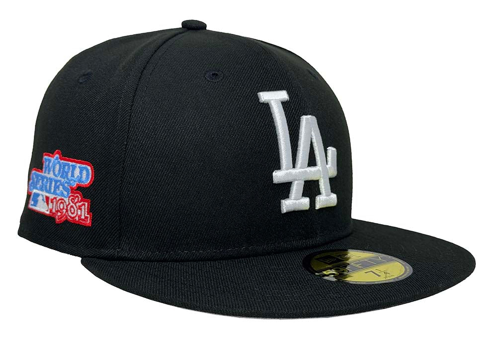 Los Angeles Dodgers Fitted New Era 59Fifty 1981 WS Black Cap Hat Grey UV - THE 4TH QUARTER