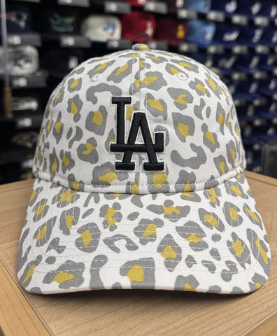Los Angeles Dodgers Strapback New Era 9Twenty Womens Leopard White Yellow Cap Hat
