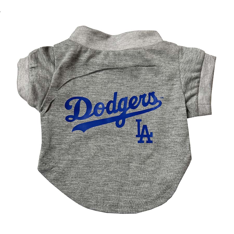 Los Angeles Dodgers Pet White Wordmark Grey T-Shirt - THE 4TH QUARTER
