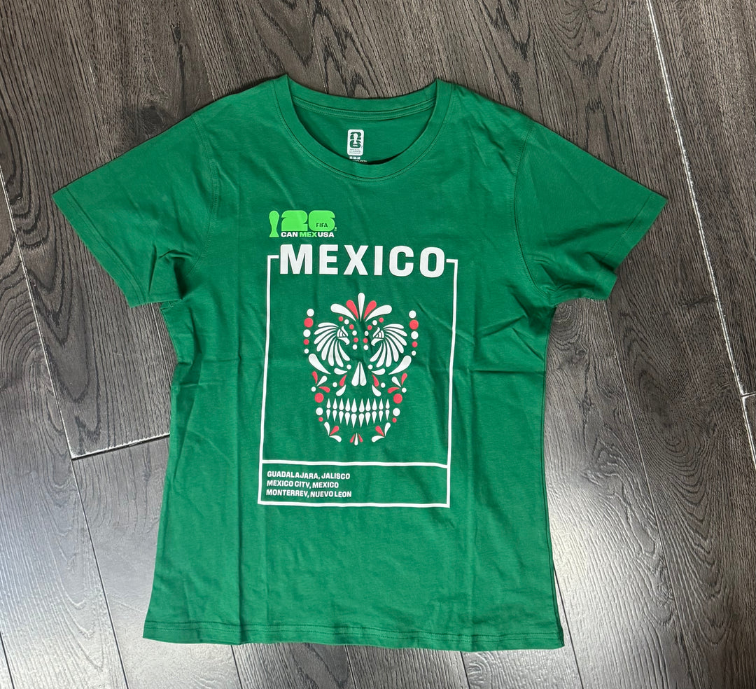 Mexico Mens T-Shirt FIFA 2026 Skull Tee Green - THE 4TH QUARTER