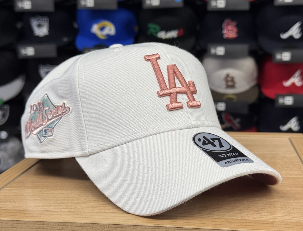 Los Angeles Dodgers Velcro '47 Brand MVP Adjustable Cap Hat 1988 WS Sandstorm Pink - THE 4TH QUARTER