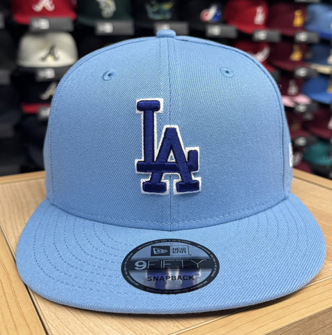 Los Angeles Dodgers Snapback New Era 9Fifty Blue Logo Sky Cap Hat Grey UV - THE 4TH QUARTER