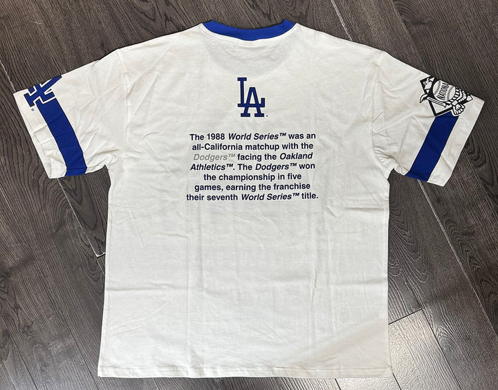 Los Angeles Dodgers Mens T-Shirt Mitchell &amp; Ness Origins Vintage Logo Premium Tee - THE 4TH QUARTER