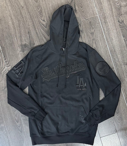 Los Angeles Dodgers Mens Sweatshirt Pro Standard Triple Black Logo Hoodie - THE 4TH QUARTER