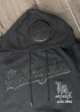 Los Angeles Dodgers Mens Sweatshirt Pro Standard Triple Black Logo Hoodie - THE 4TH QUARTER