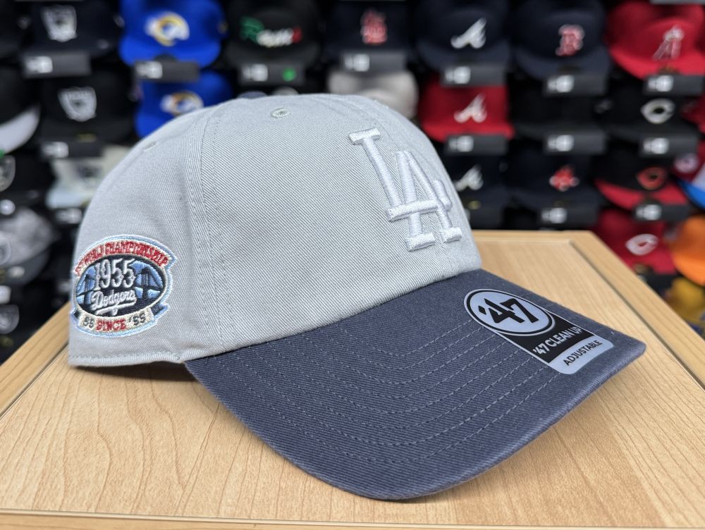 Los Angeles Dodgers Strapback '47 Brand Clean Up Adjustable Cap Hat Gray 1955 Cooperstown - THE 4TH QUARTER