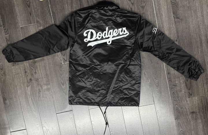 Los Angeles Dodgers Mens Jacket Starter Button Down Ice Cube Satin Coaches Black - THE 4TH QUARTER