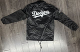 Los Angeles Dodgers Mens Jacket Starter Button Down Ice Cube Satin Coaches Black - THE 4TH QUARTER