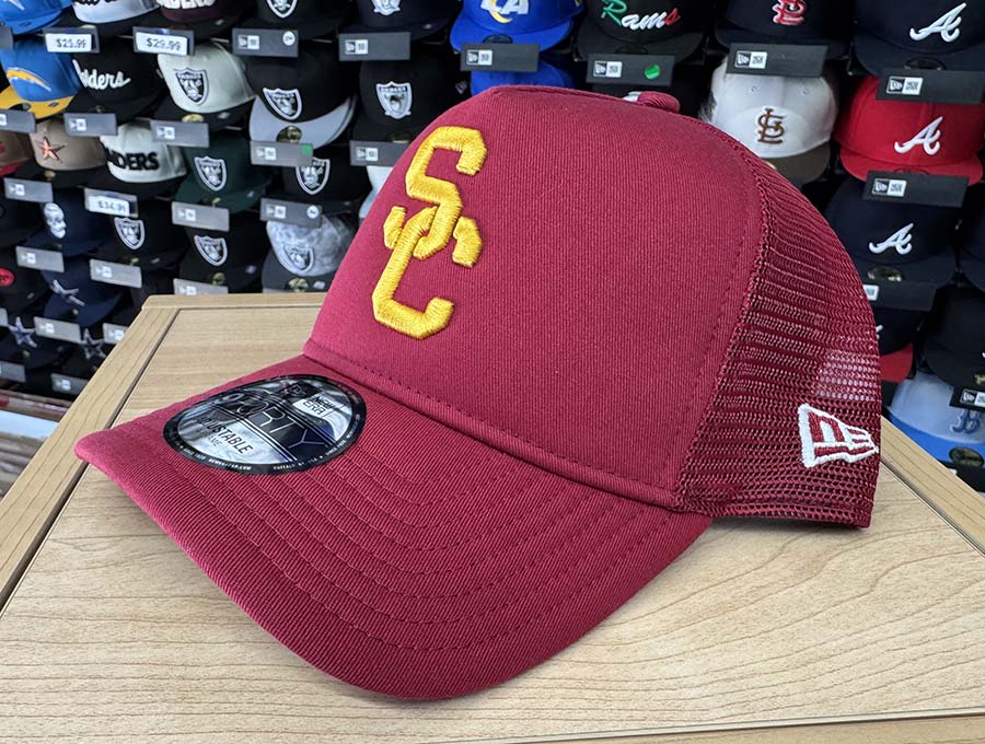 USC Trojans Snapback New Era Mesh 9Forty A-Frame Cap Hat Burgundy - THE 4TH QUARTER