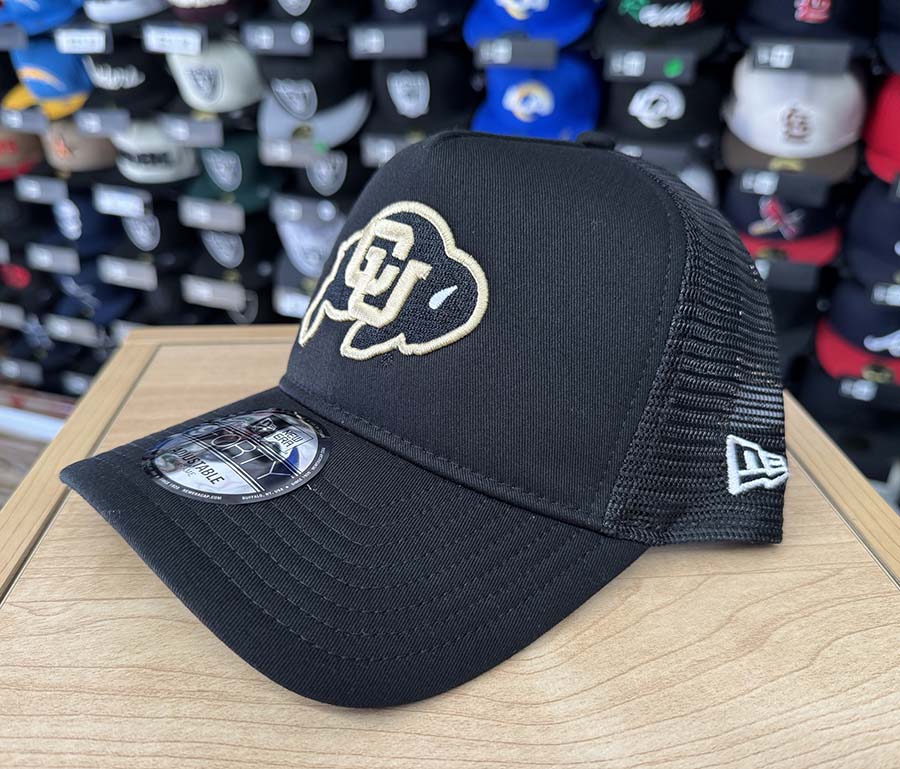 Colorado Buffaloes Snapback New Era 9Forty A-Frame Mesh Trucker Black Cap Hat - THE 4TH QUARTER