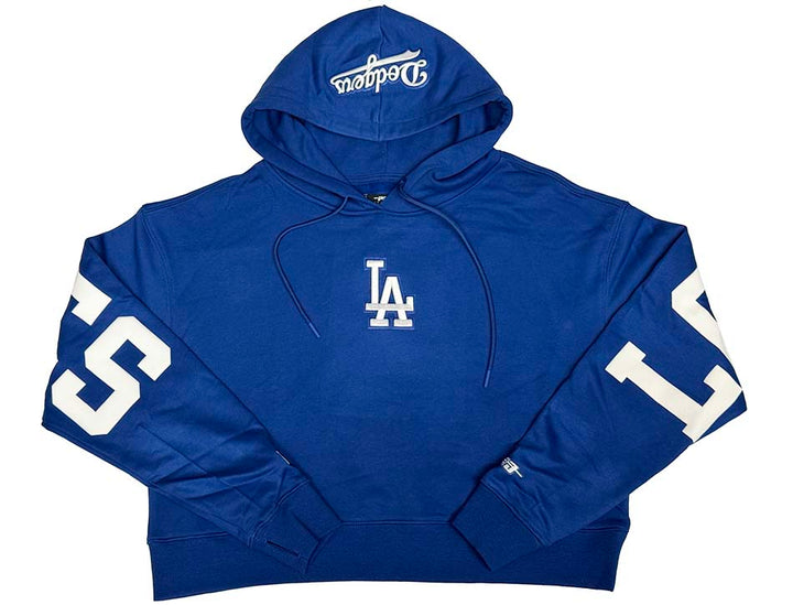 Los Angeles Dodgers Womens Crop Sweatshirt Pro Standard Wingspan Pullover Hoodie Blue - THE 4TH QUARTER
