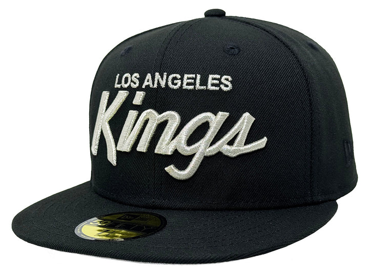 Los Angeles Kings Fitted New Era 59Fifty Metallic Script Cap Hat Black - THE 4TH QUARTER