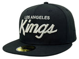 Los Angeles Kings Fitted New Era 59Fifty Metallic Script Cap Hat Black