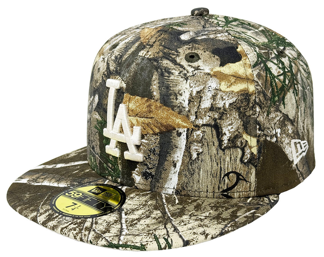 Los Angeles Dodgers Fitted New Era 59Fifty 2024 World Series Real Tree Cap Hat Stone UV - THE 4TH QUARTER