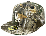 Los Angeles Dodgers Fitted New Era 59Fifty 2024 World Series Real Tree Cap Hat Stone UV