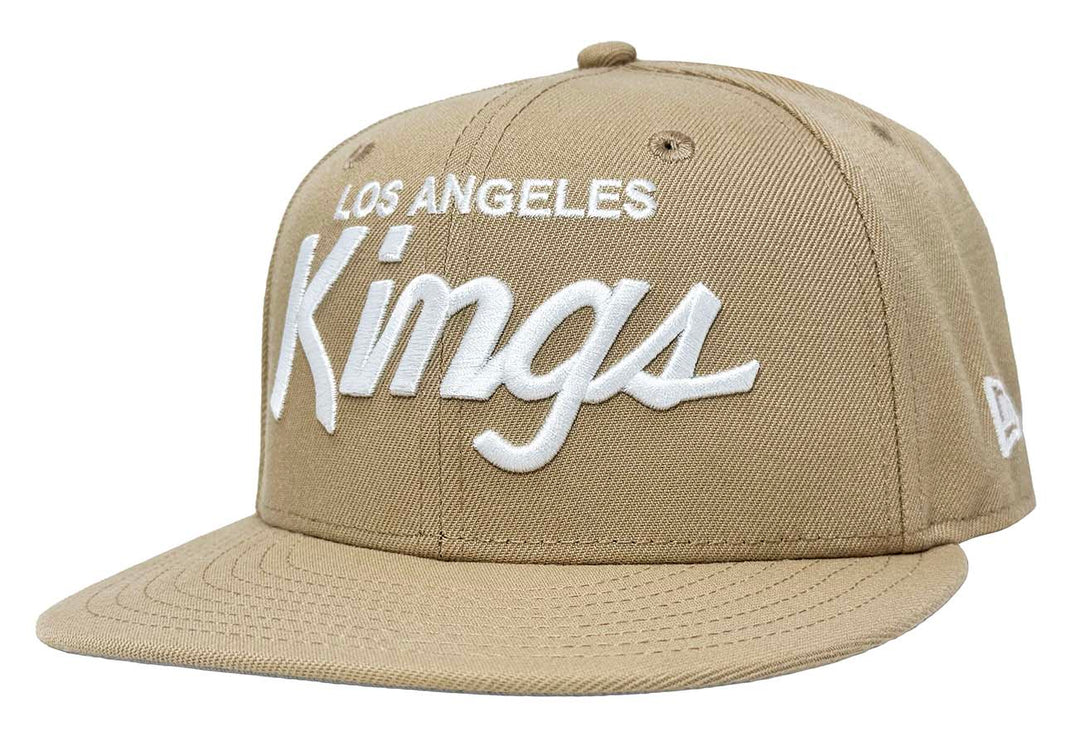 Los Angeles Kings Fitted New Era 59Fifty Script Cap Hat Camel - THE 4TH QUARTER
