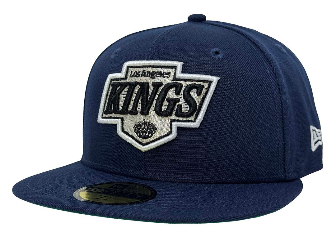 Los Angeles Kings Fitted New Era 59Fifty Throwback Logo Cap Hat Ocean Navy Blue Green UV - THE 4TH QUARTER