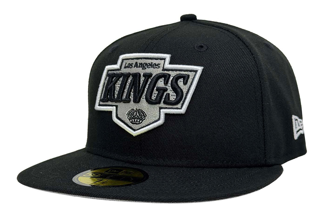 Los Angeles Kings Fitted New Era 59Fifty Throwback Logo Cap Hat Black - THE 4TH QUARTER