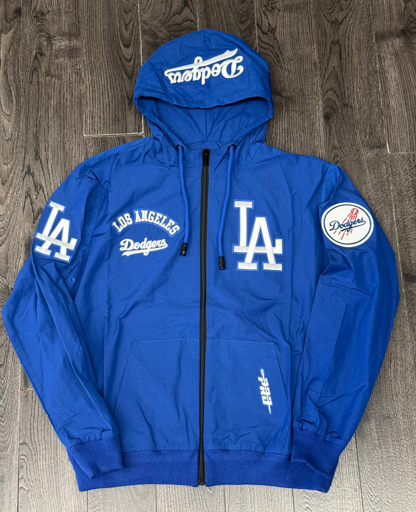 Los Angeles Dodgers Mens Jacket Pro Standard Classic Windbreaker Full Zip Hoodie Blue - THE 4TH QUARTER
