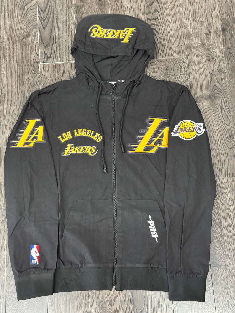 Los Angeles Lakers Mens Jacket Pro Standard Classic Windbreaker Full Zip Hoodie Black - THE 4TH QUARTER