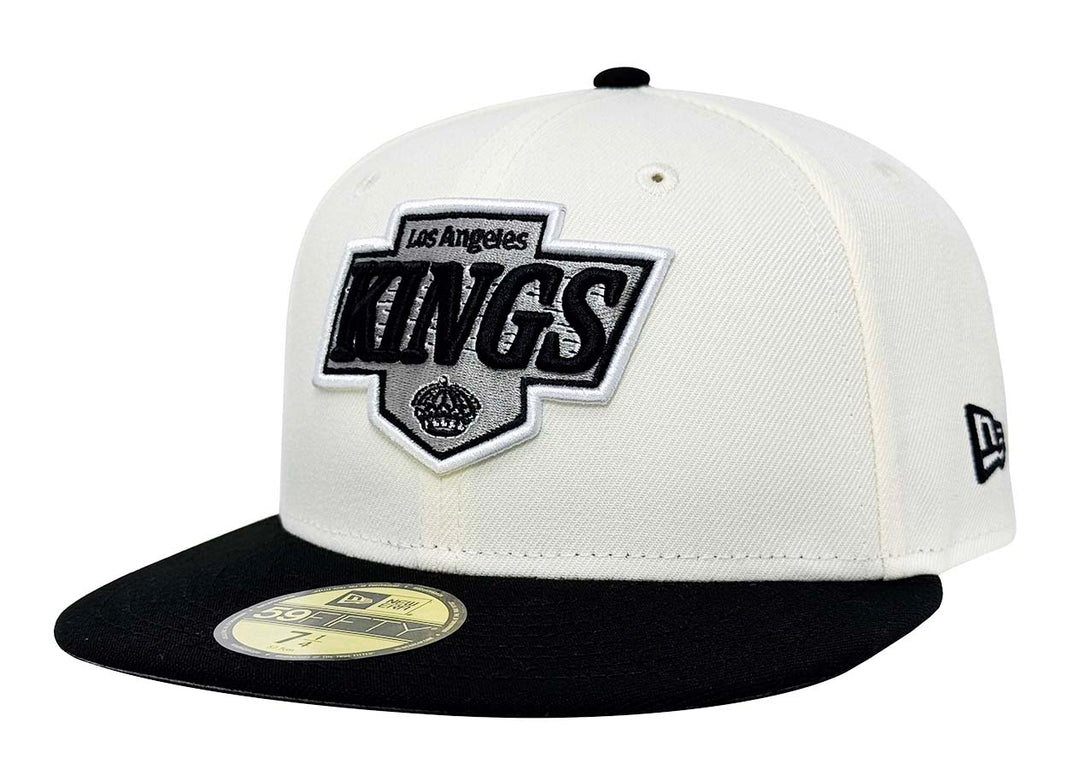 Los Angeles Kings Fitted New Era 59Fifty Throwback Logo Cap Hat Chrome Black - THE 4TH QUARTER