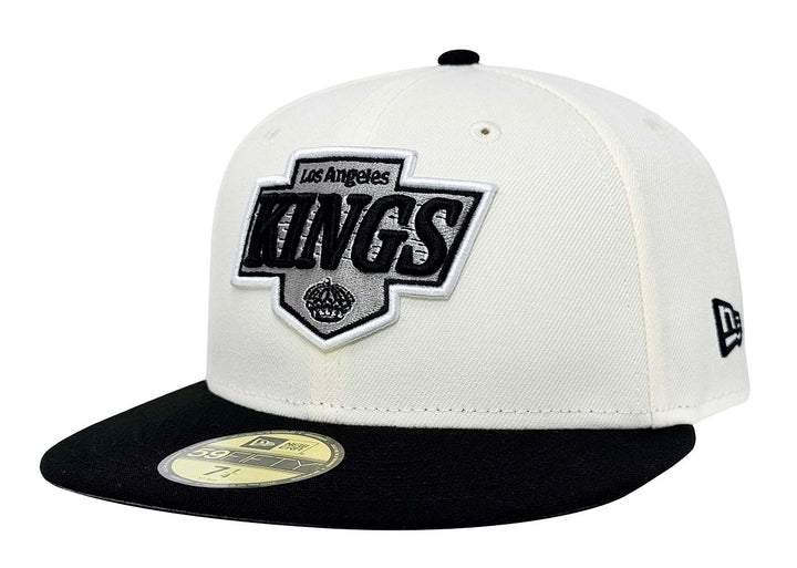 Los Angeles Kings Fitted New Era 59Fifty Throwback Logo Cap Hat Chrome Black - THE 4TH QUARTER