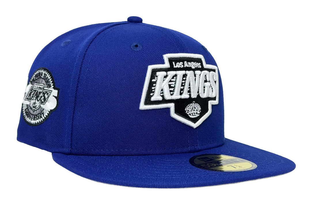 Los Angeles Kings Fitted New Era 59Fifty 25th Anniversary Cap Hat Royal Blue Grey UV - THE 4TH QUARTER