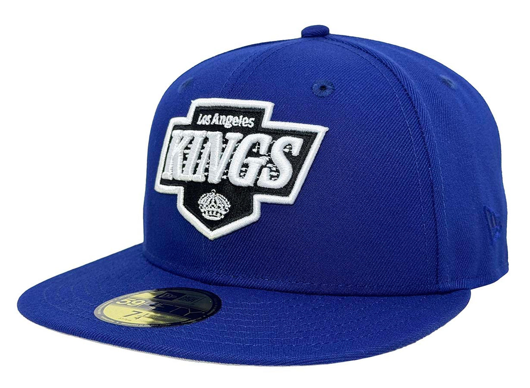 Los Angeles Kings Fitted New Era 59Fifty 25th Anniversary Cap Hat Royal Blue Grey UV - THE 4TH QUARTER