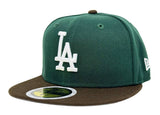 Los Angeles Dodgers Kids Fitted 59Fifty New Era Dark Green Brown Cap Hat Grey UV