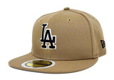 Los Angeles Dodgers Kids Fitted 59Fifty New Era Black Logo Khaki Cap Hat Grey UV