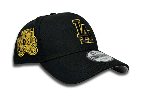 Los Angeles Dodgers Snapback 9FORTY New Era A-Frame Gold 75th Anni Black Cap Hat Grey UV