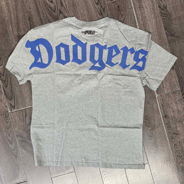 Los Angeles Dodgers Mens T-Shirt Pro Standard Old English Wingspan Grey Tee