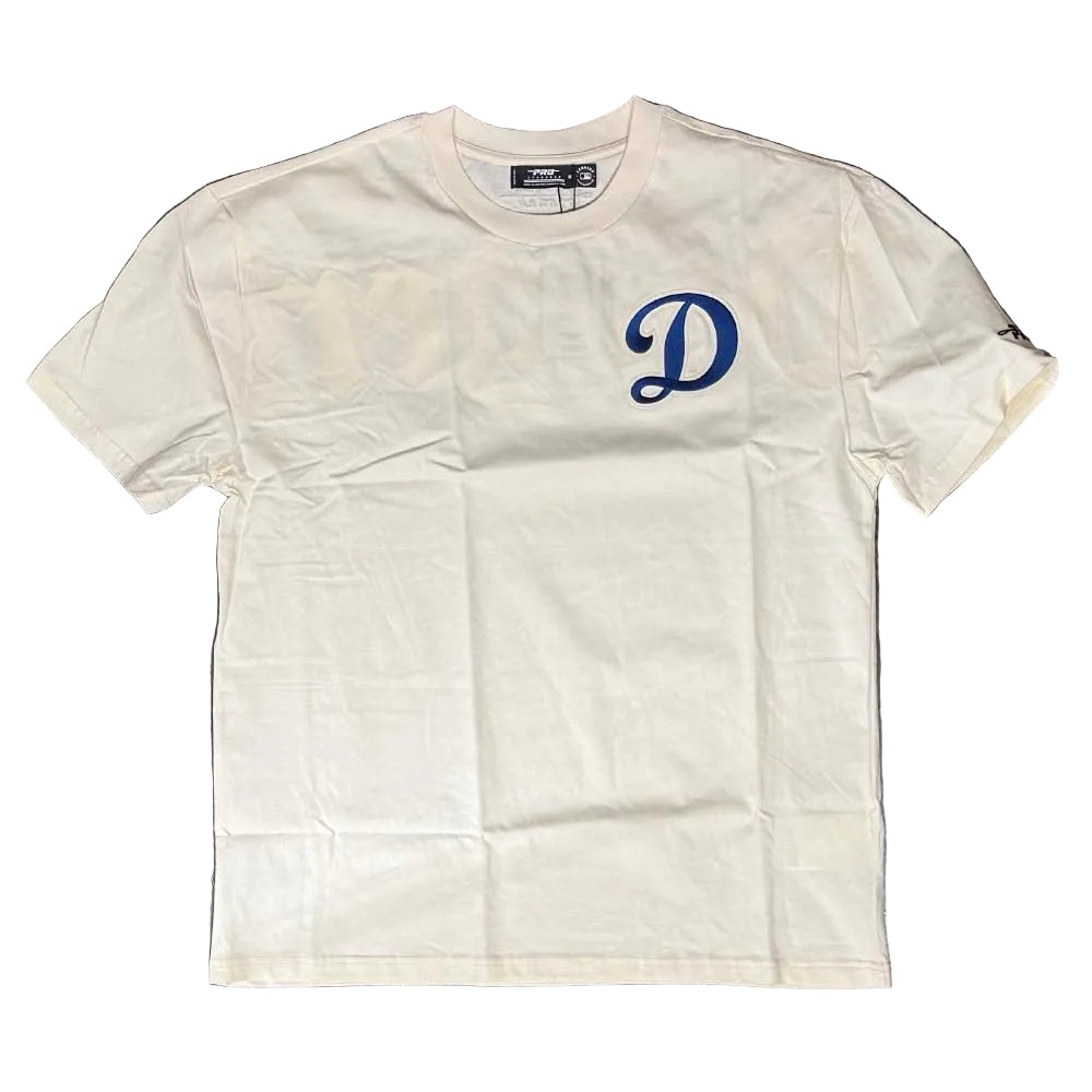 Los Angeles Dodgers Mens T-Shirt Pro Standard Old English Wingspan Eggshell Tee