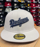 Los Angeles Dodgers Fitted New Era 59Fifty Wordmark Stone Ocean Cap Hat Grey UV