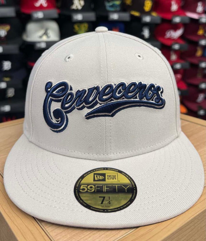 Milwaukee Brewers Cerveceros Fitted New Era 59Fifty Stone Ocean Cap Hat Grey UV