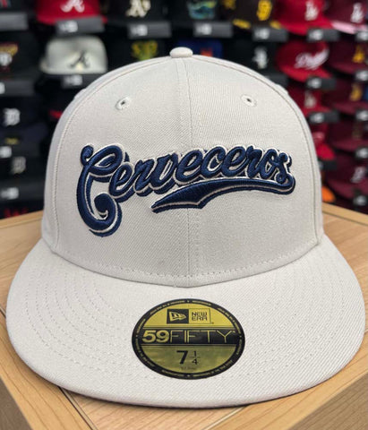 Milwaukee Brewers Cervenceros Fitted New Era 59Fifty Stone Ocean Cap Hat Grey UV