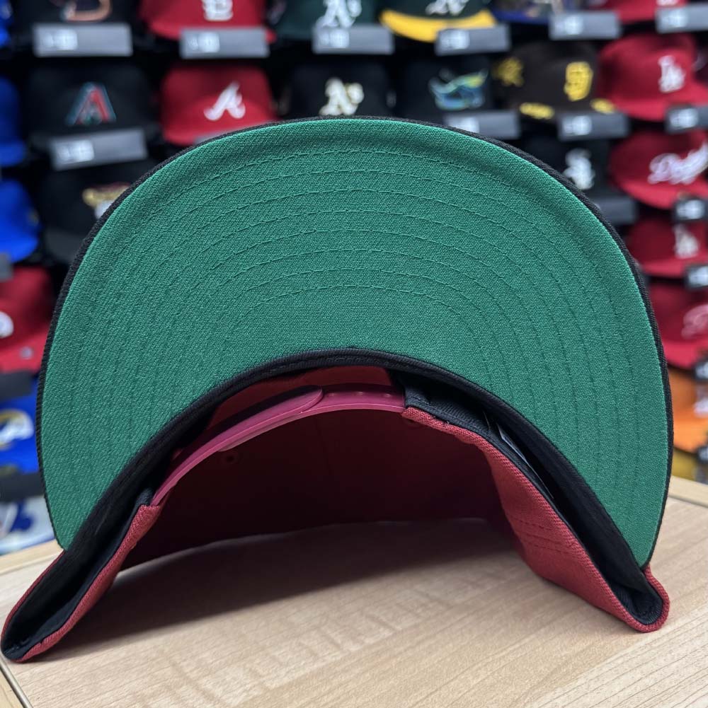 Los Angeles Dodgers Fitted New Era 59Fifty A-Frame Burgundy Yellow Logo USC Hat Cap Green UV