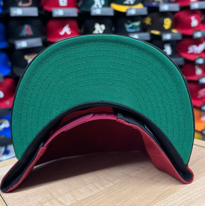 Los Angeles Dodgers Fitted New Era 59Fifty A-Frame Burgundy Yellow Logo USC Hat Cap Green UV
